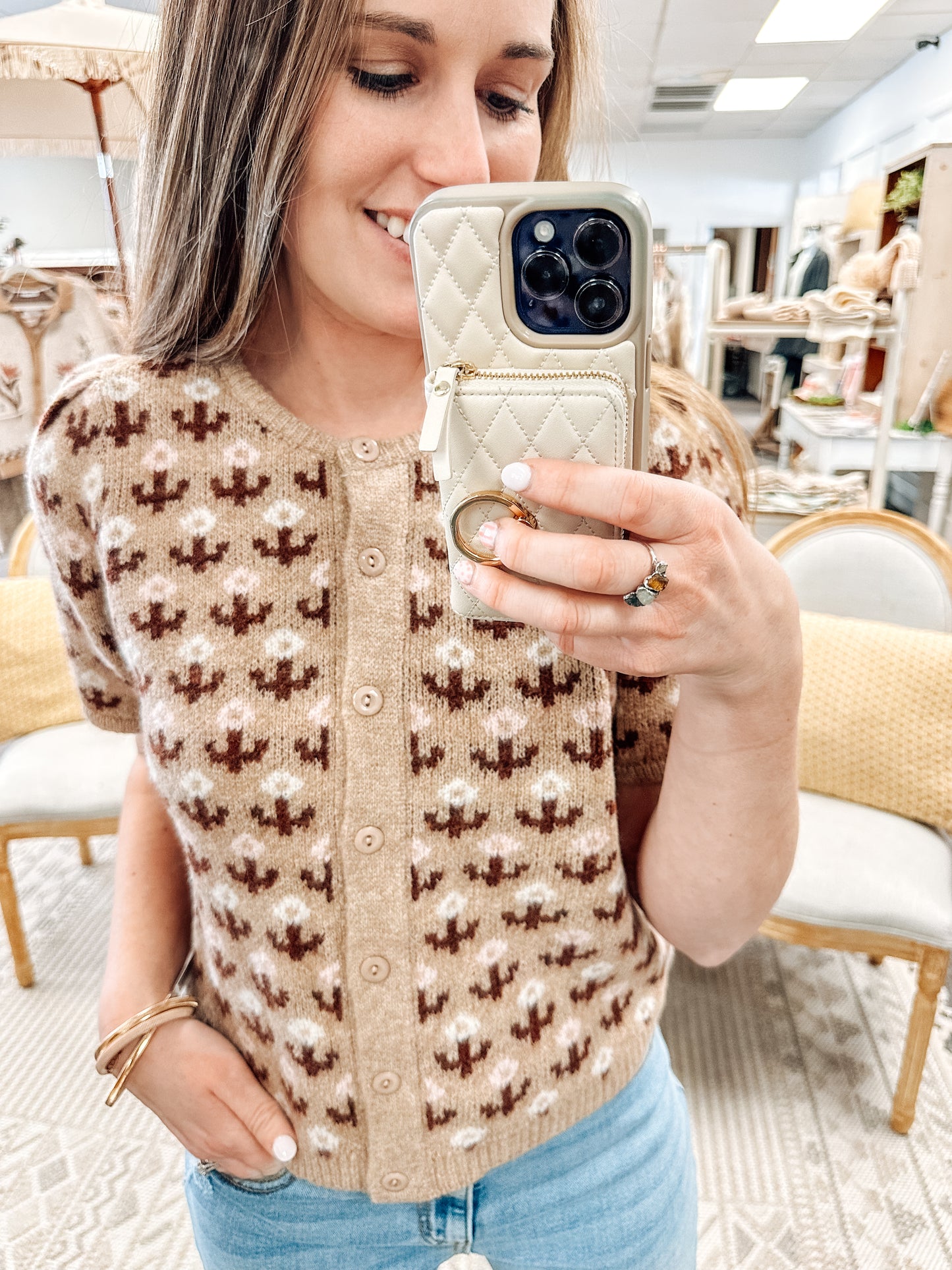 Floral Serenity Short Sleeve Sweater