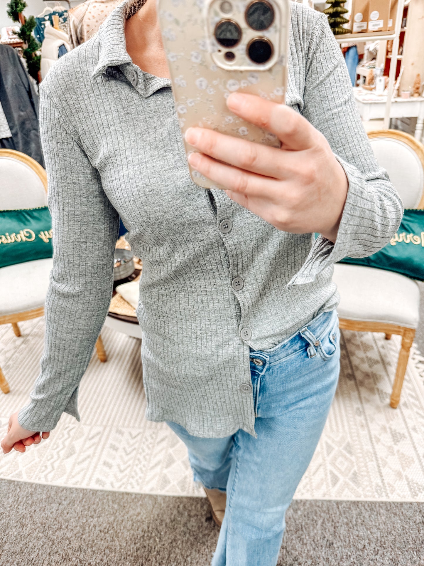 Grey Skies Button Up (S-XL)