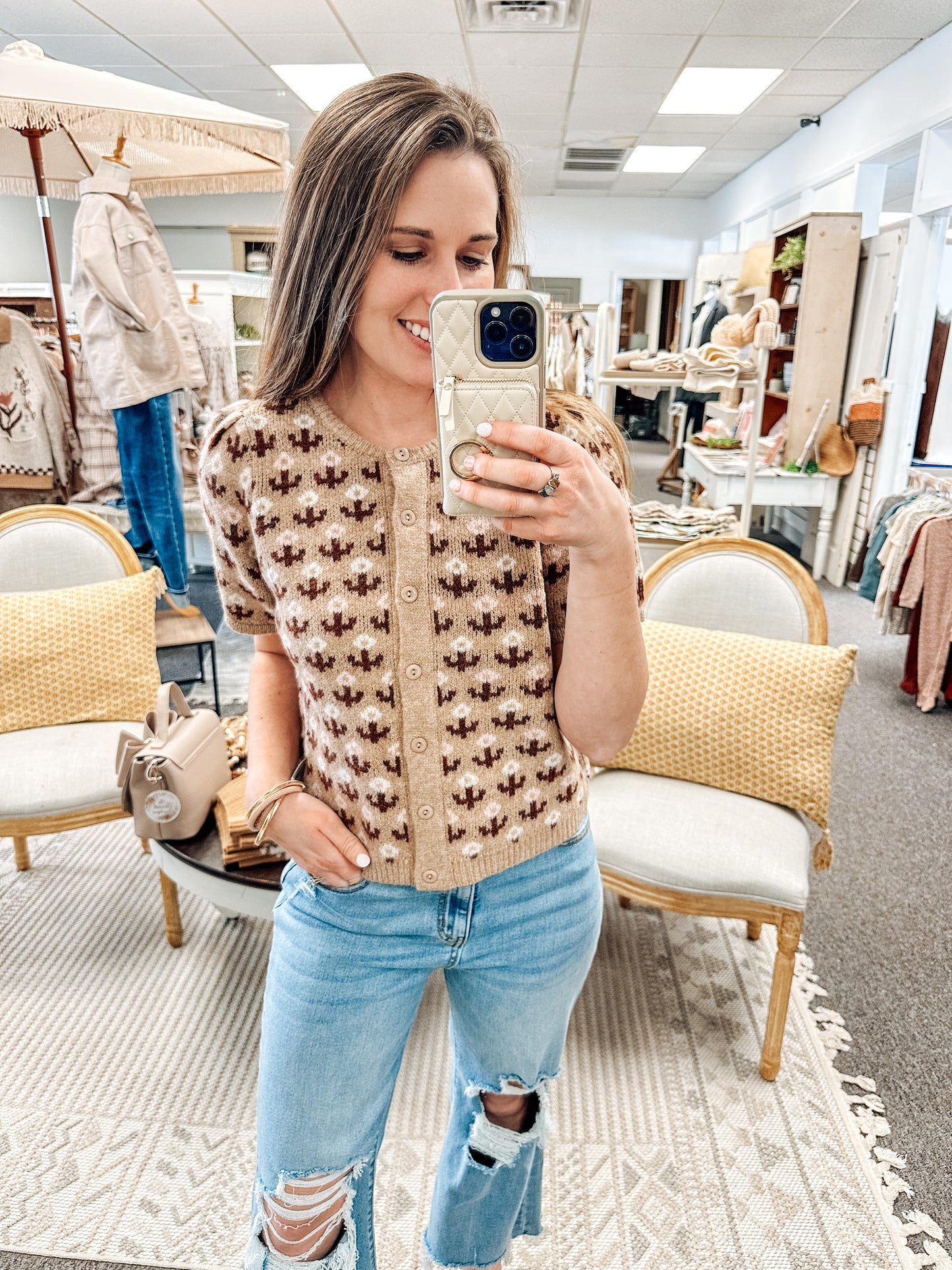 Floral Serenity Short Sleeve Sweater