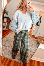 Denim Days V-Neck Distressed Sleeve Cardigan