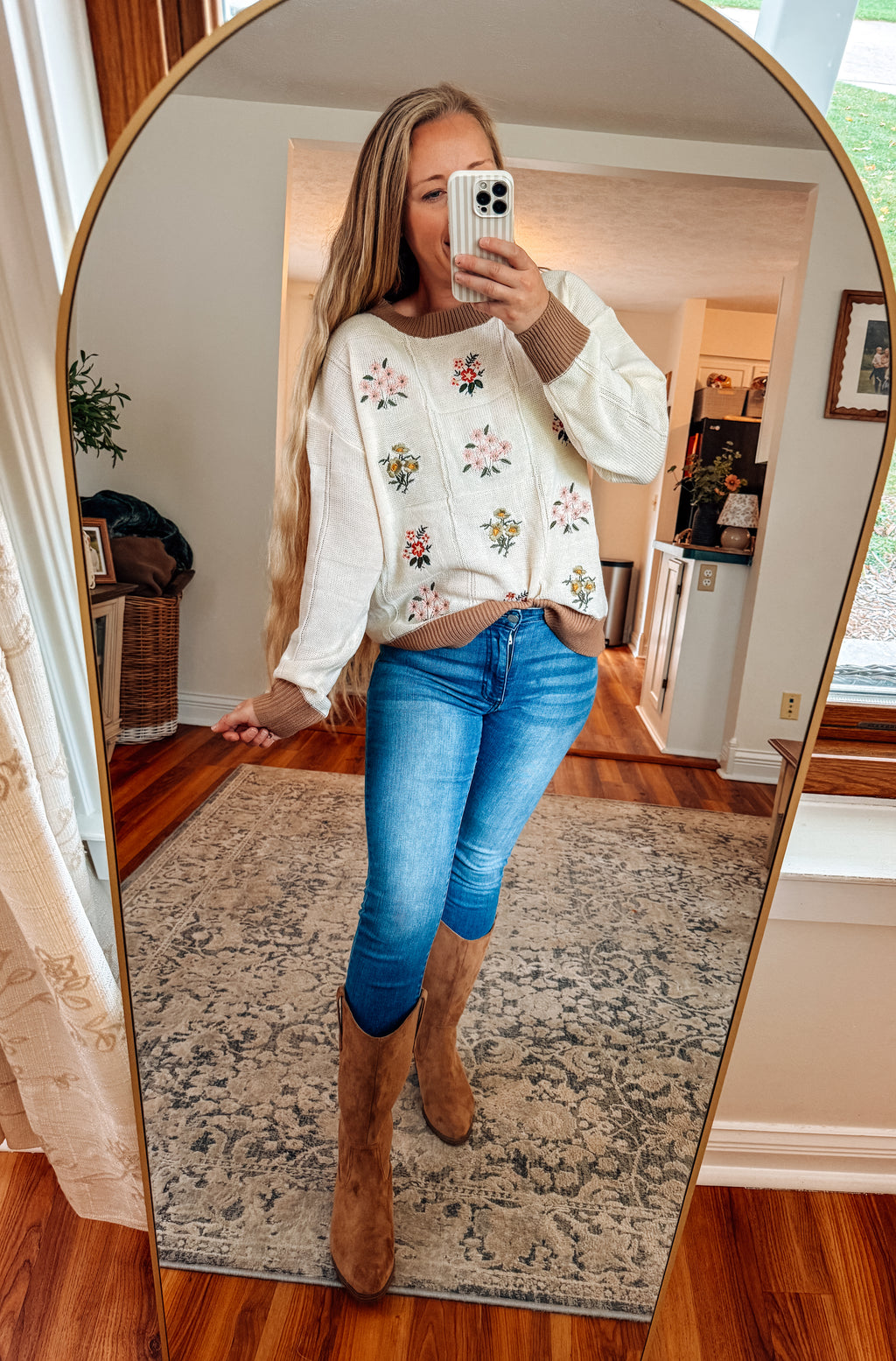 The Cedar Grove Embroidery Sweater (S-3X)