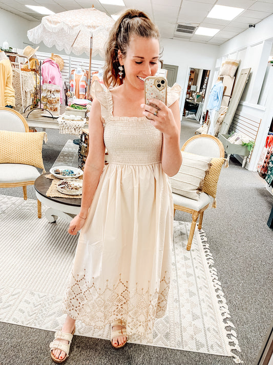Simplicity in Cream Eyelet Dress