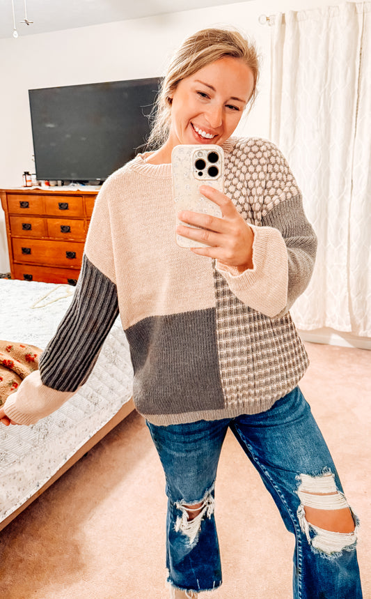 Foggy Mornings Colorblock Sweater (S-XL)