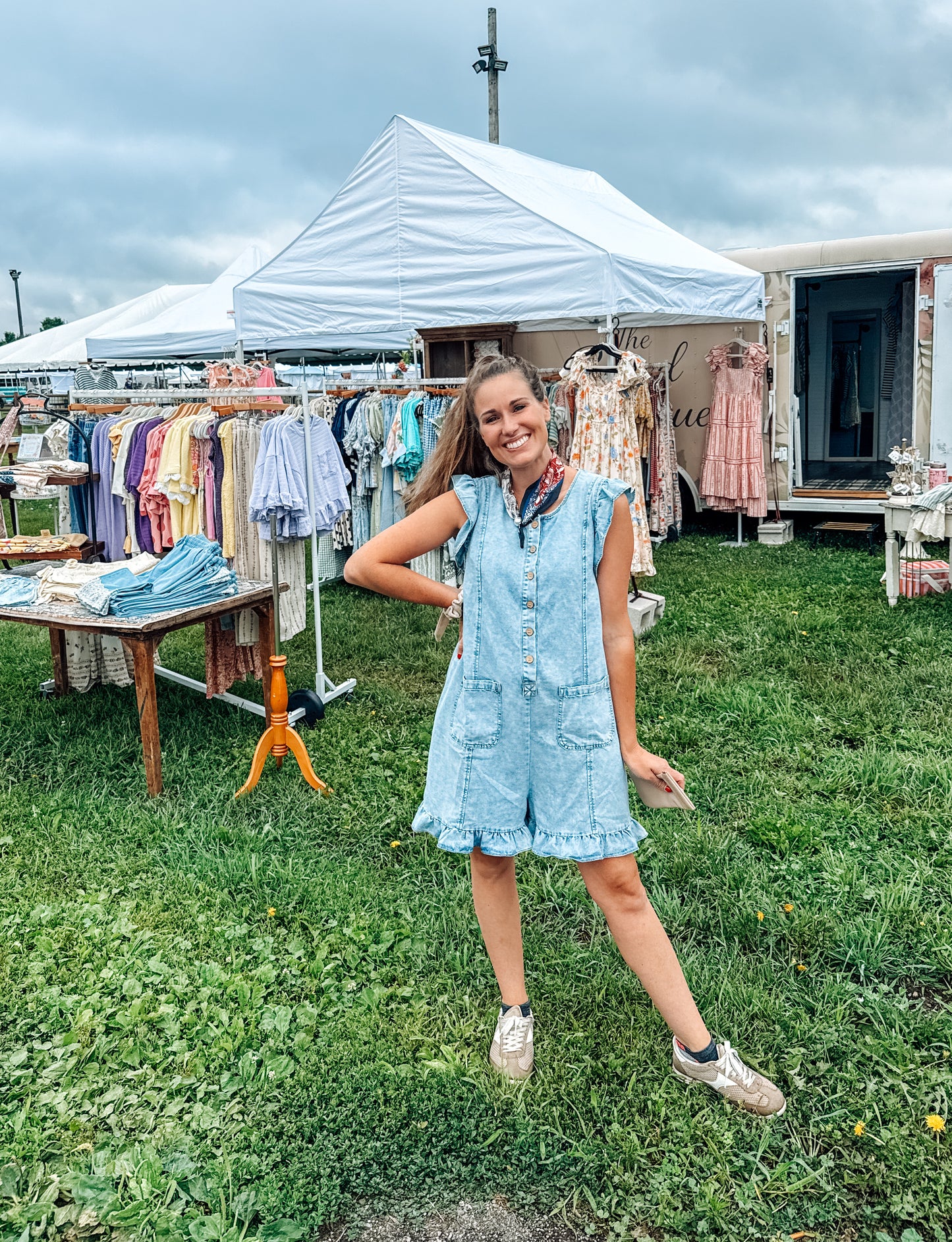 Harbor Breeze Ruffle Denim Romper