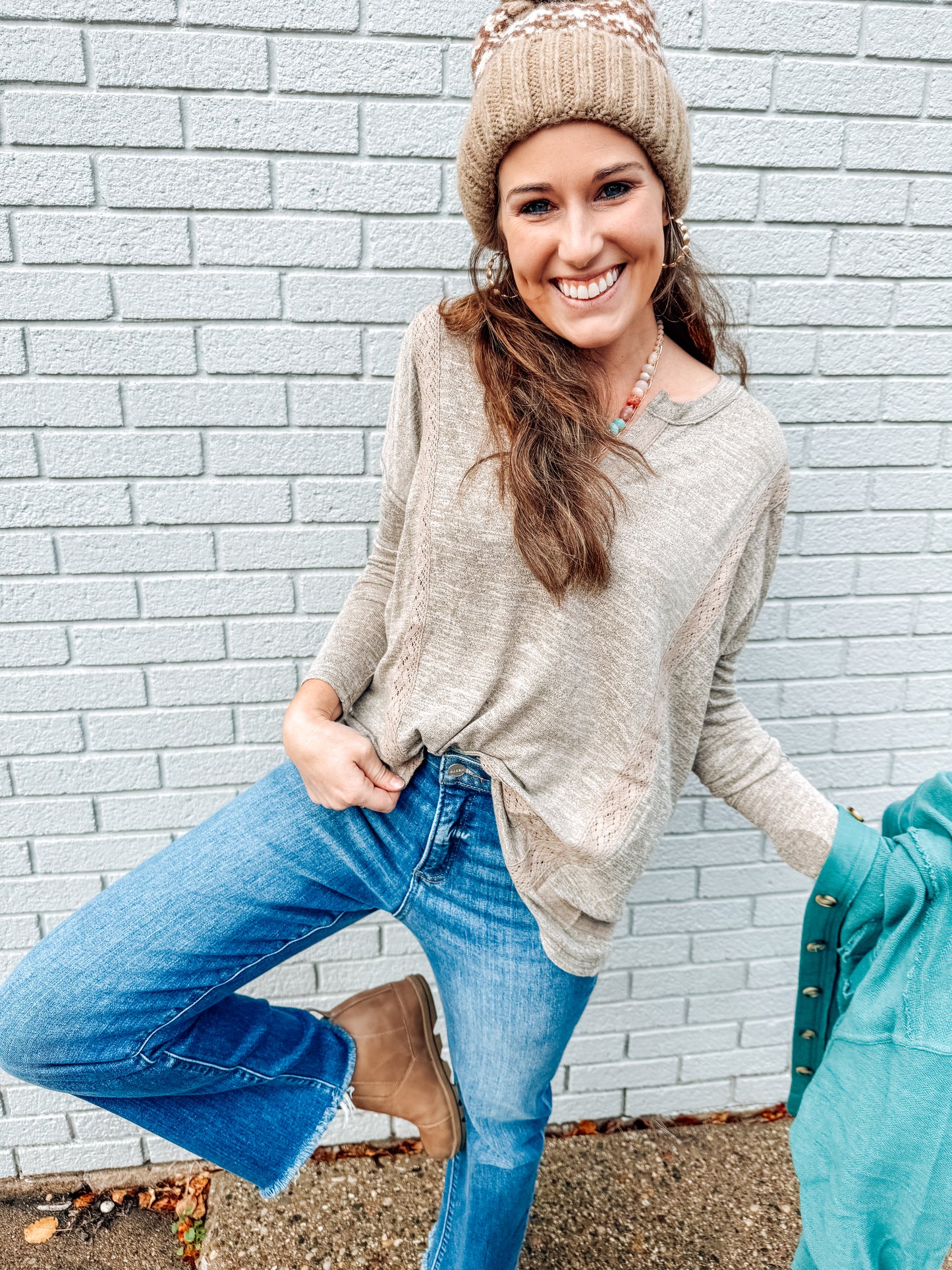 The Downtown Darling Top-Taupe