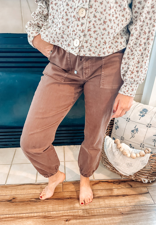 Petal Soft High Rise Jogger-Mahoganny