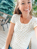Tiny Pops Of Floral Top (S-XL)-Yellow
