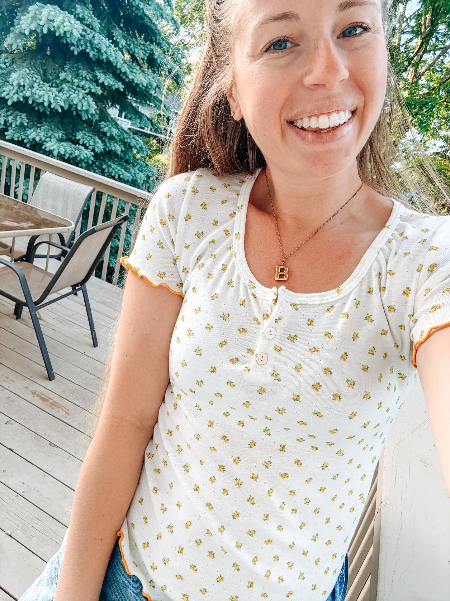 Tiny Pops Of Floral Top (S-XL)-Yellow