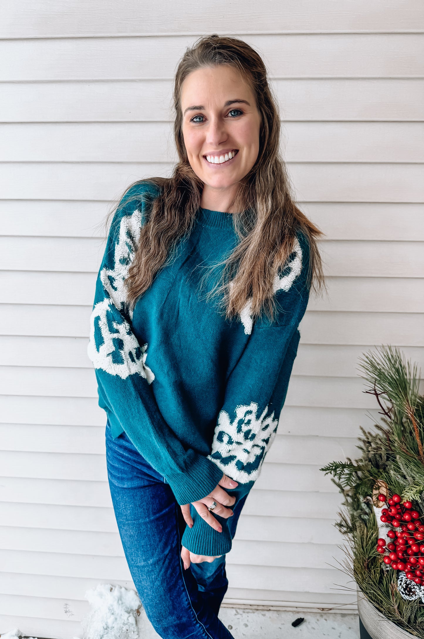 The Woodland Bloom Sweater-Emerald