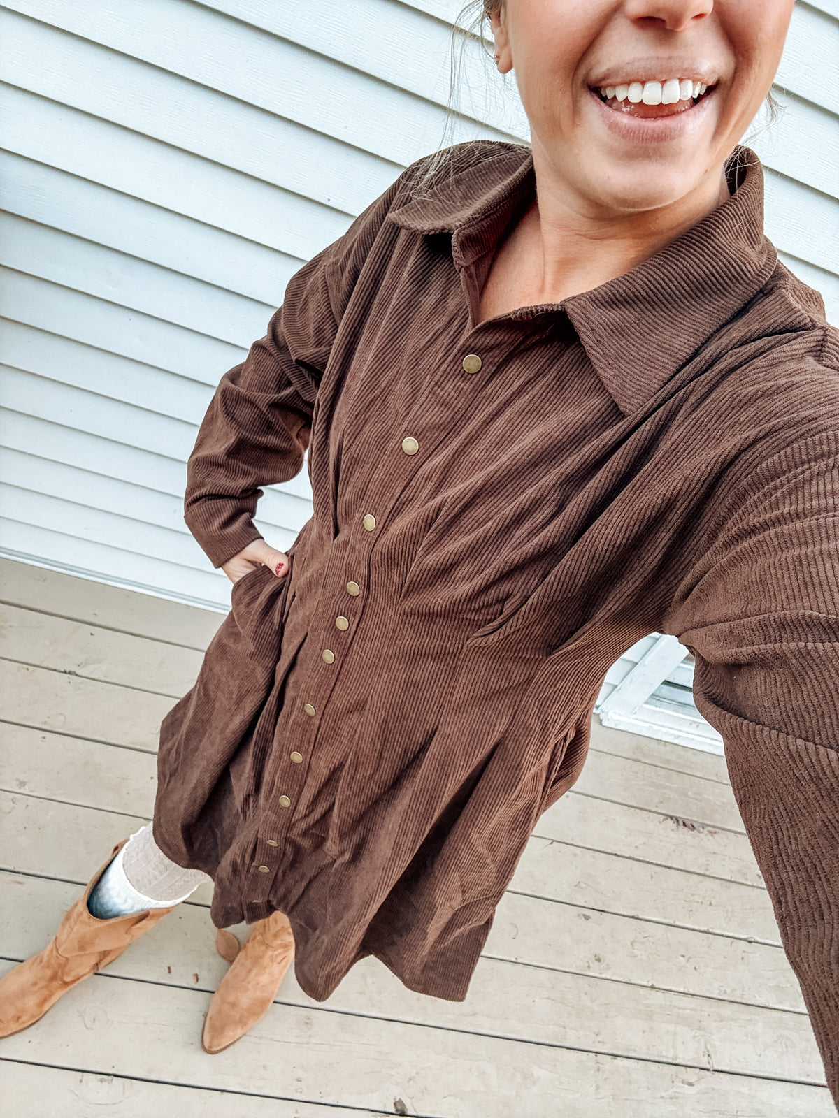 Cocoa Cozy Corduroy Dress (S-Xl)
