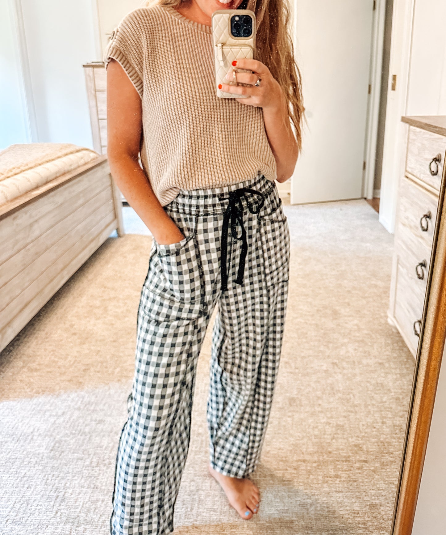 Cozy Contrast Brushed Barrel Knit Pants (S-XL)