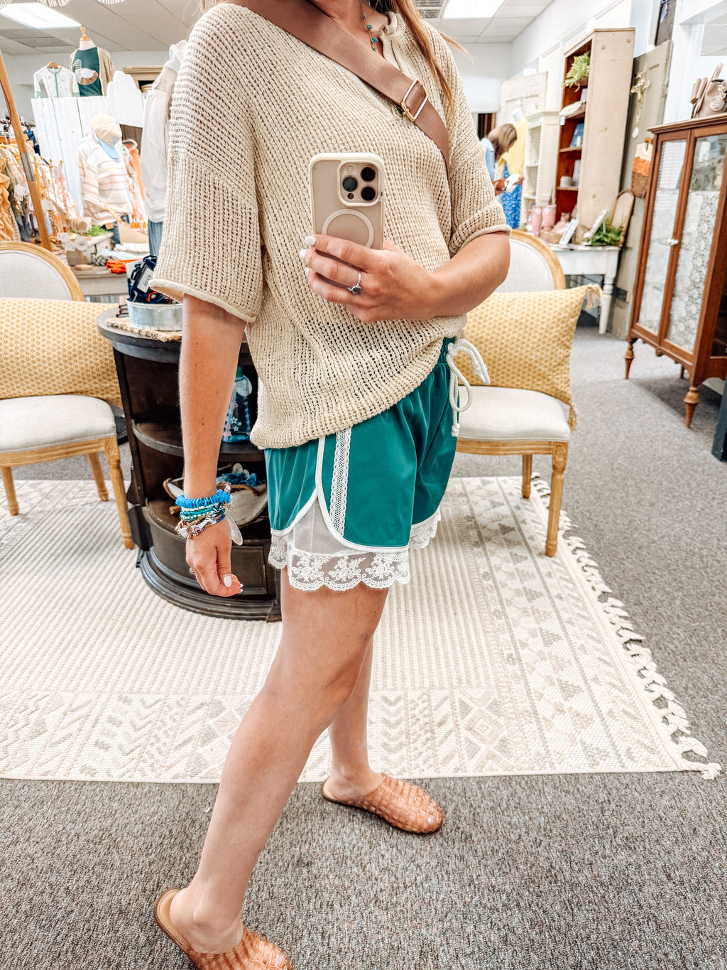 Annie Lace Trim Activewear Shorts