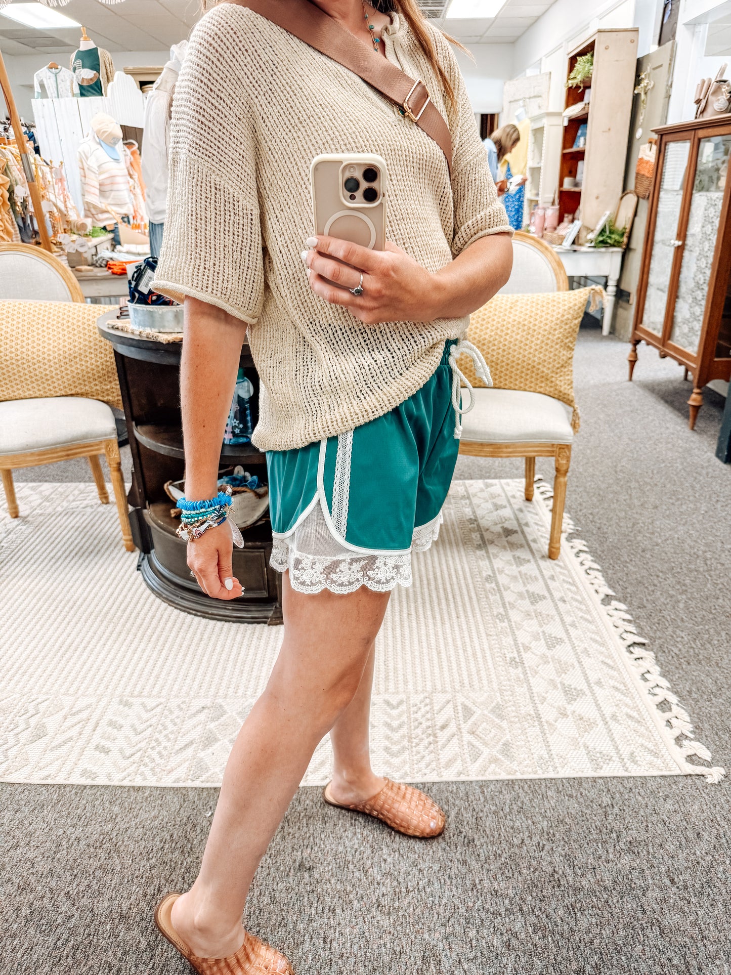 Annie Lace Trim Activewear Shorts