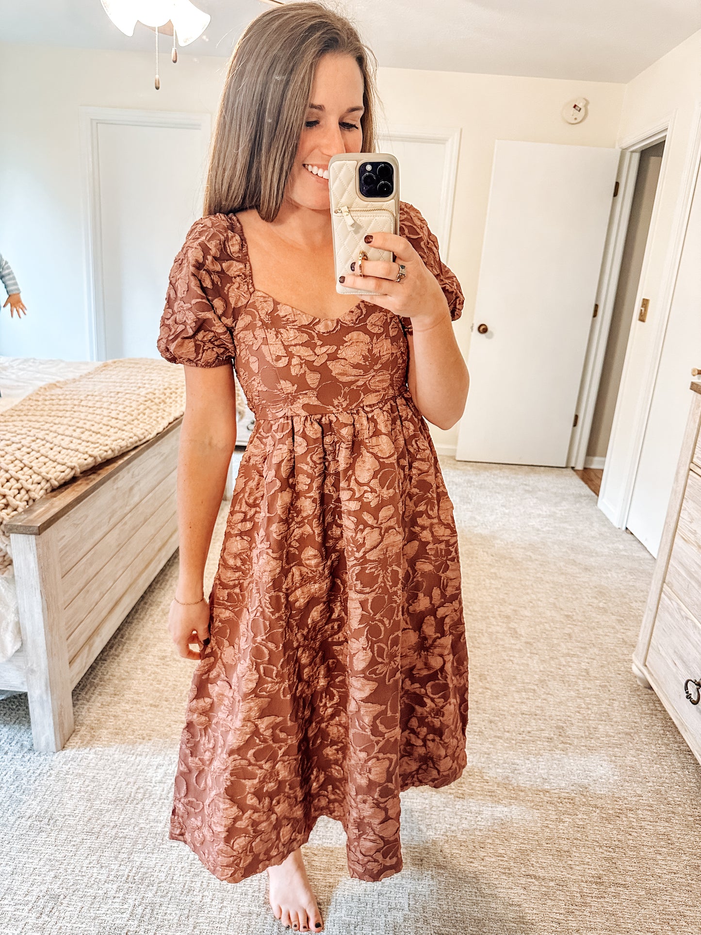 Holiday Cheer Jacquard Midi Dress