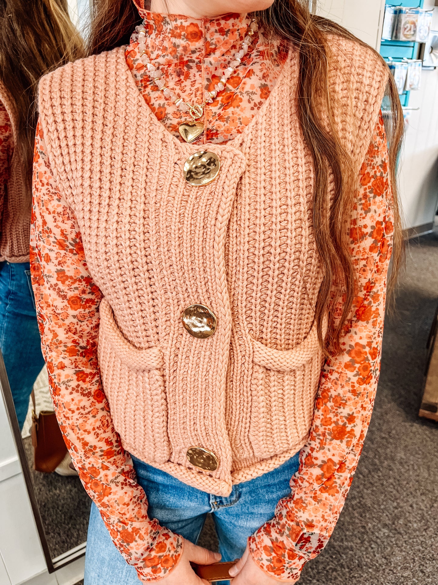 Spring into Style Knit Sweater Vest-Blush (S-3X)