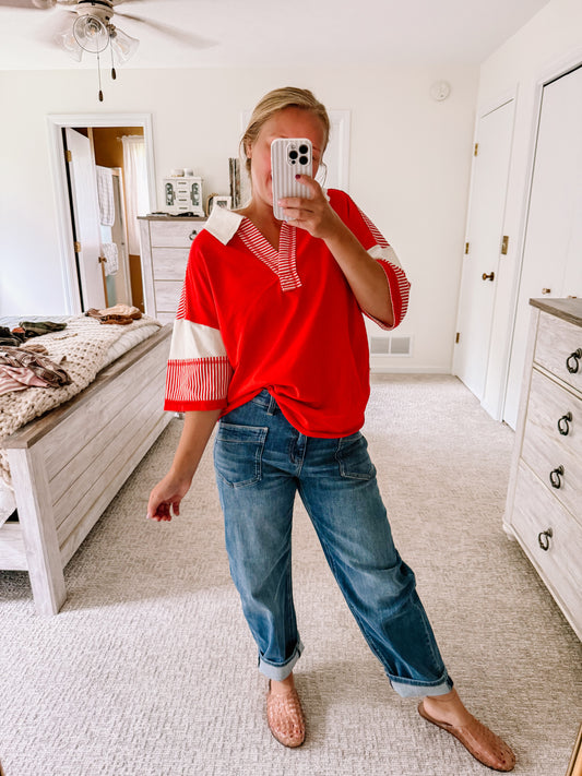 Red Hot Casual Knit Top