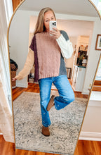 Color Me Cozy Color Block Cable Knit Sweater
