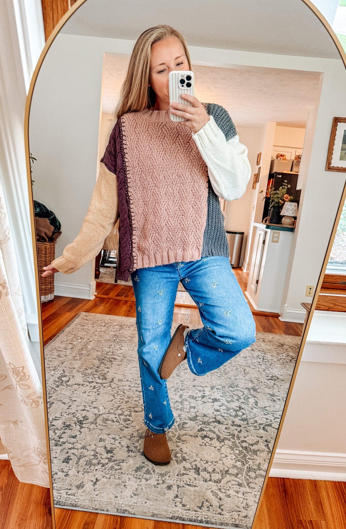 Color Me Cozy Color Block Cable Knit Sweater
