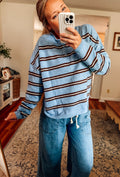 Cozy Weekend Stripe Button Knit Sweater