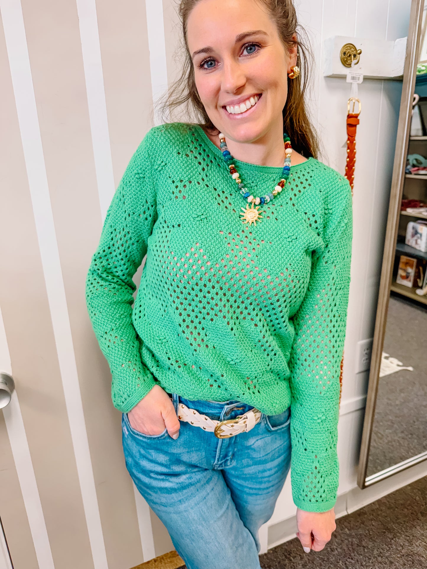 Clover Bloom Open Knit Top (S-XL)