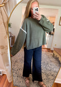 Cozy Cabin Contrast Blanket Stitch Sweater