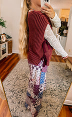 Crimson & Cozy Cable Knit Vest (S-XL)