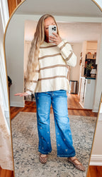 Sweet & Striped Peplum Knit Sweater
