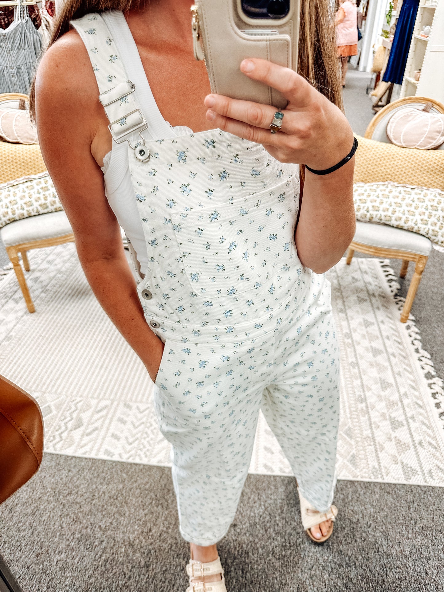 Muted Meadow Floral Overalls