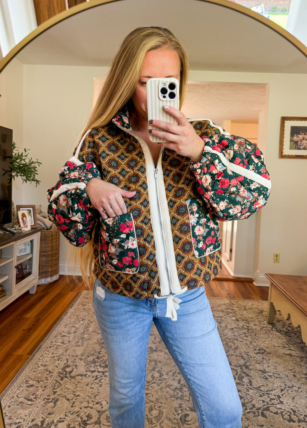 Vintage Patchwork Quilted Bomber Jacket