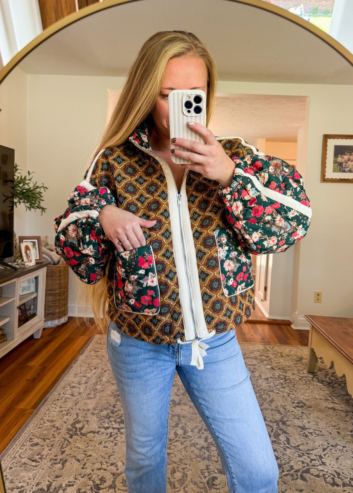 Vintage Patchwork Quilted Bomber Jacket