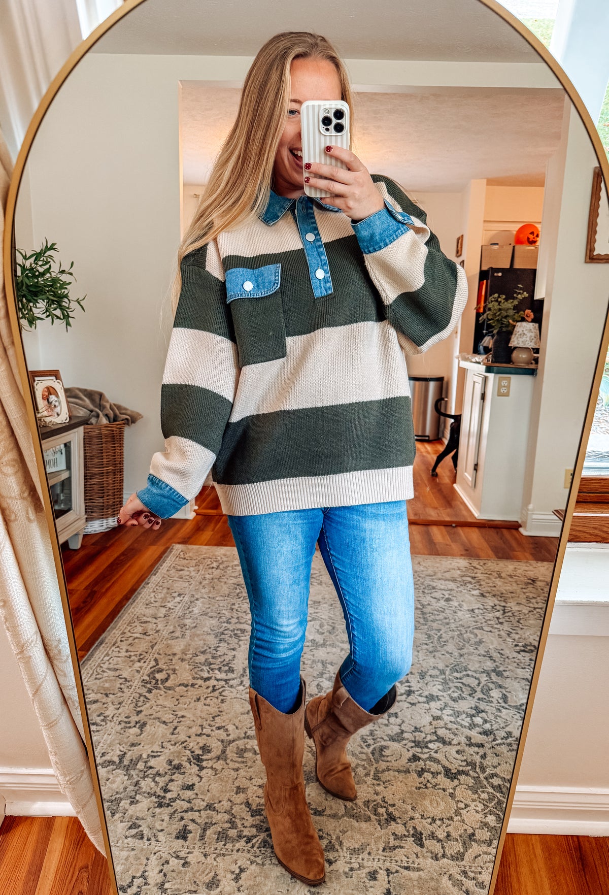 Stripes And Denim Sweater