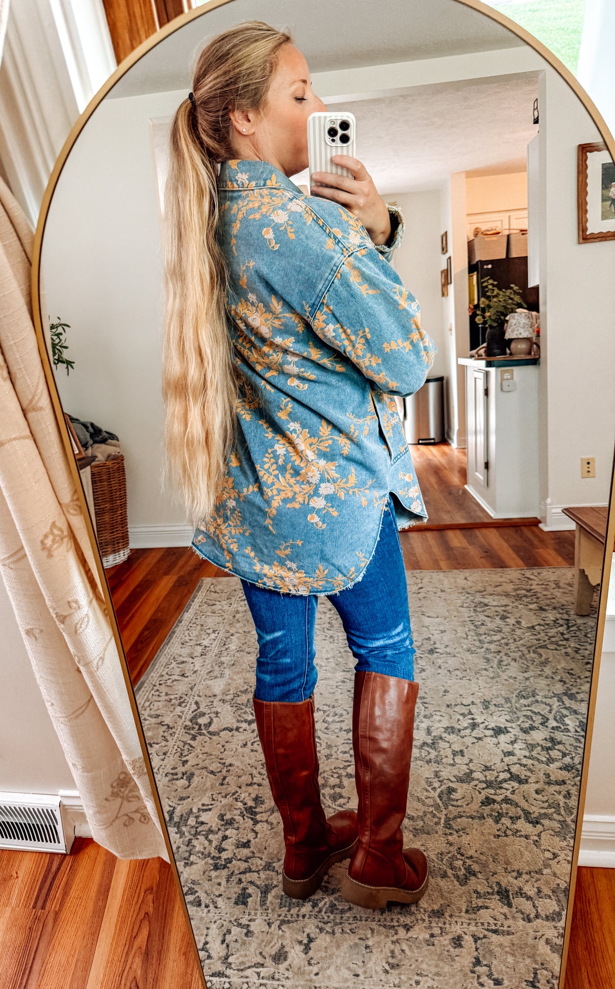Denim in Bloom Floral Button Up