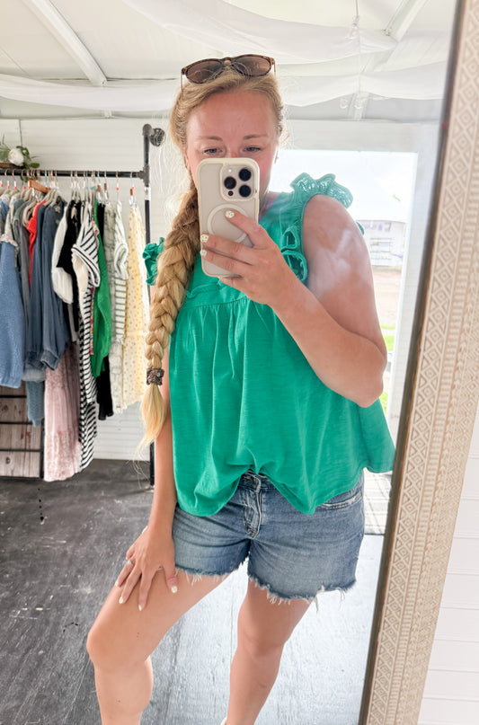 Press Your Luck Ruffle Detail Top