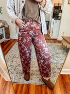 Vintage Blooms Denim Barrel Leg Pants