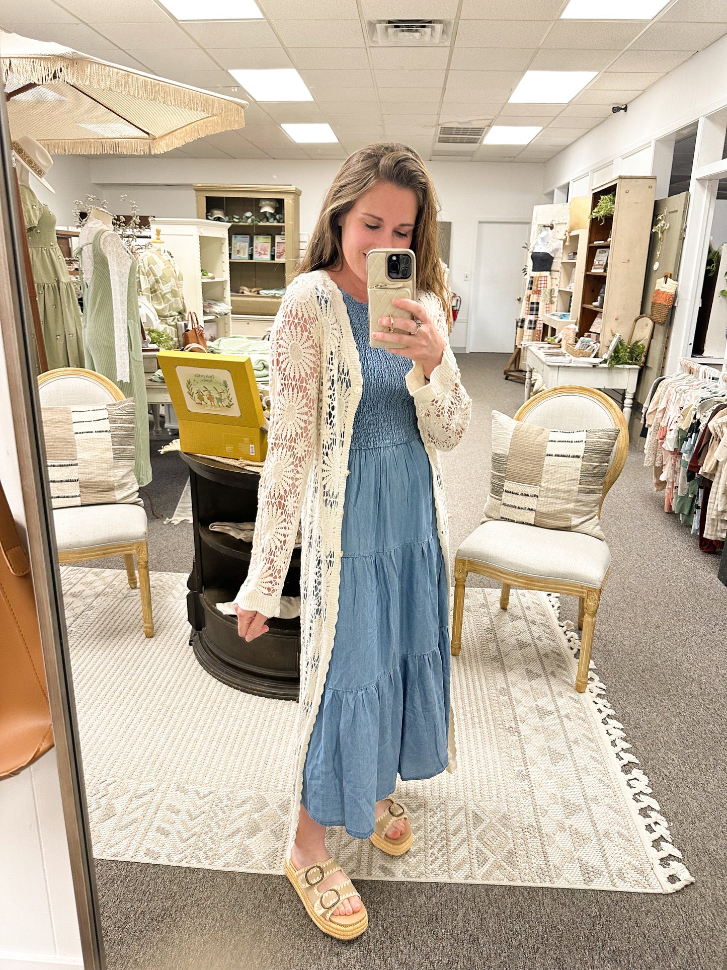 Patterned in Florals Crochet Maxi Kimono Cardigan
