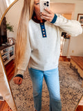 Color Pop Contrast Trim Henley Top