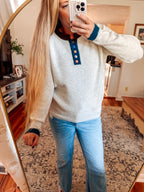 Color Pop Contrast Trim Henley Top