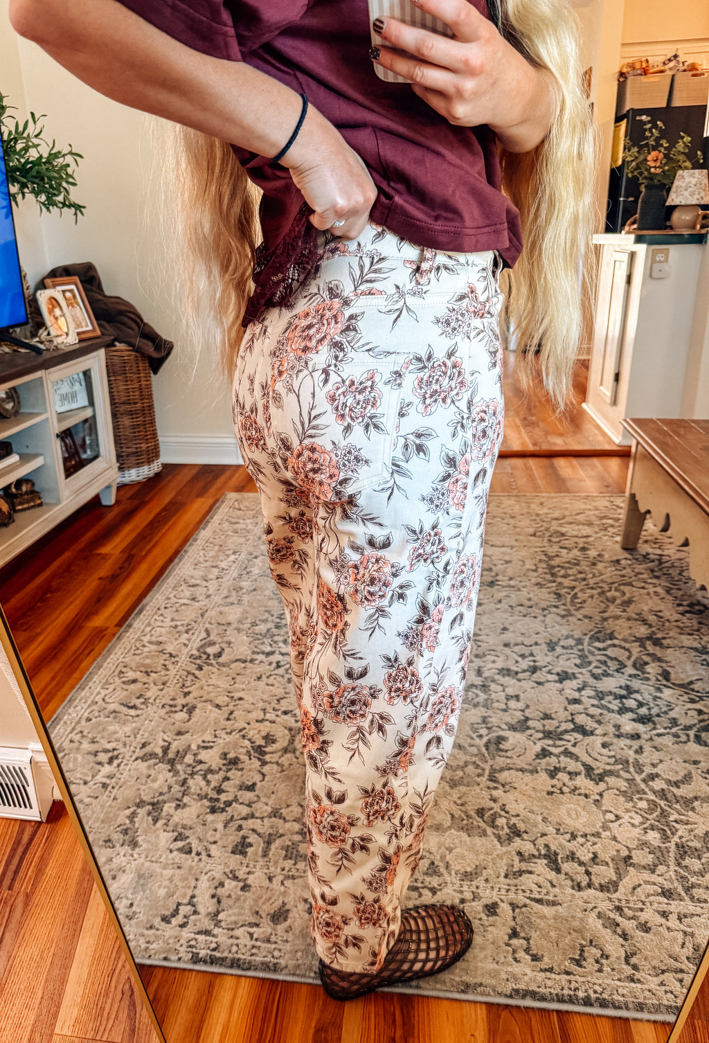 Vintage Blooms Floral Wide Leg Jeans