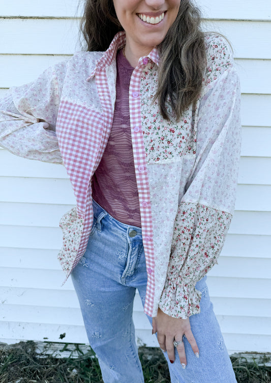 Cider & Roses Mixed Pattern Top (S-XL)