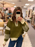 Olive Western Knit Fall Oversized Sweater