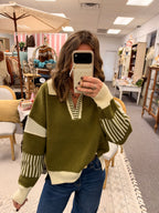 Olive Western Knit Fall Oversized Sweater
