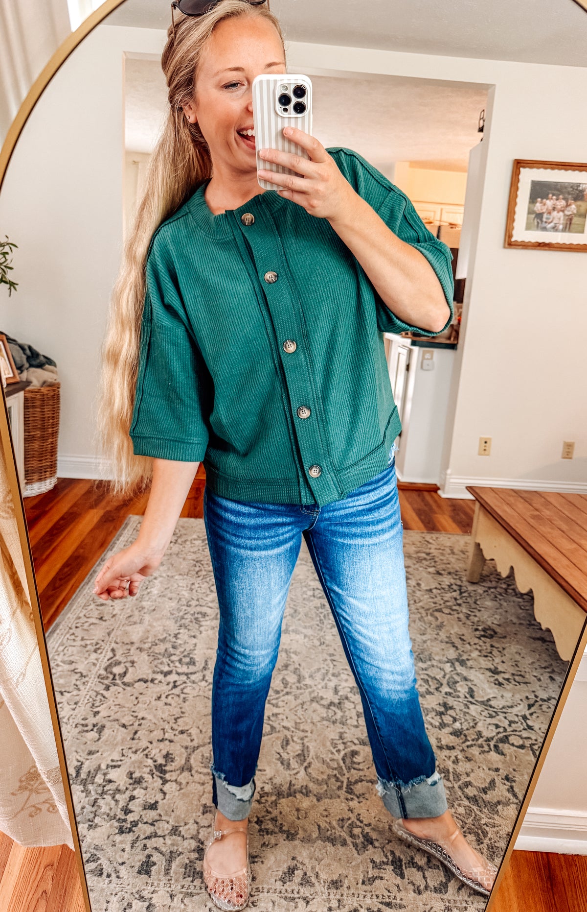 Tammy Textured Waffle Button Up (2 Colors)