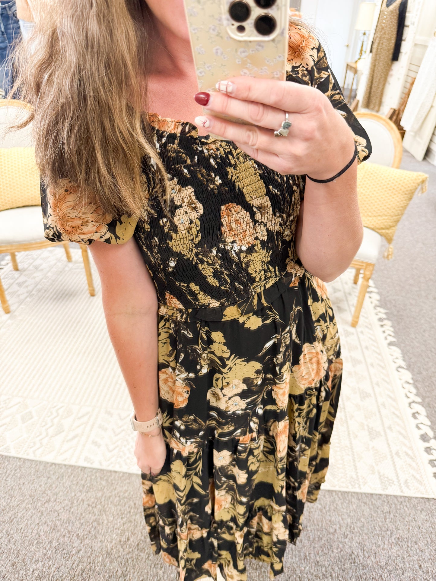 Petal & Poise Midi Dress