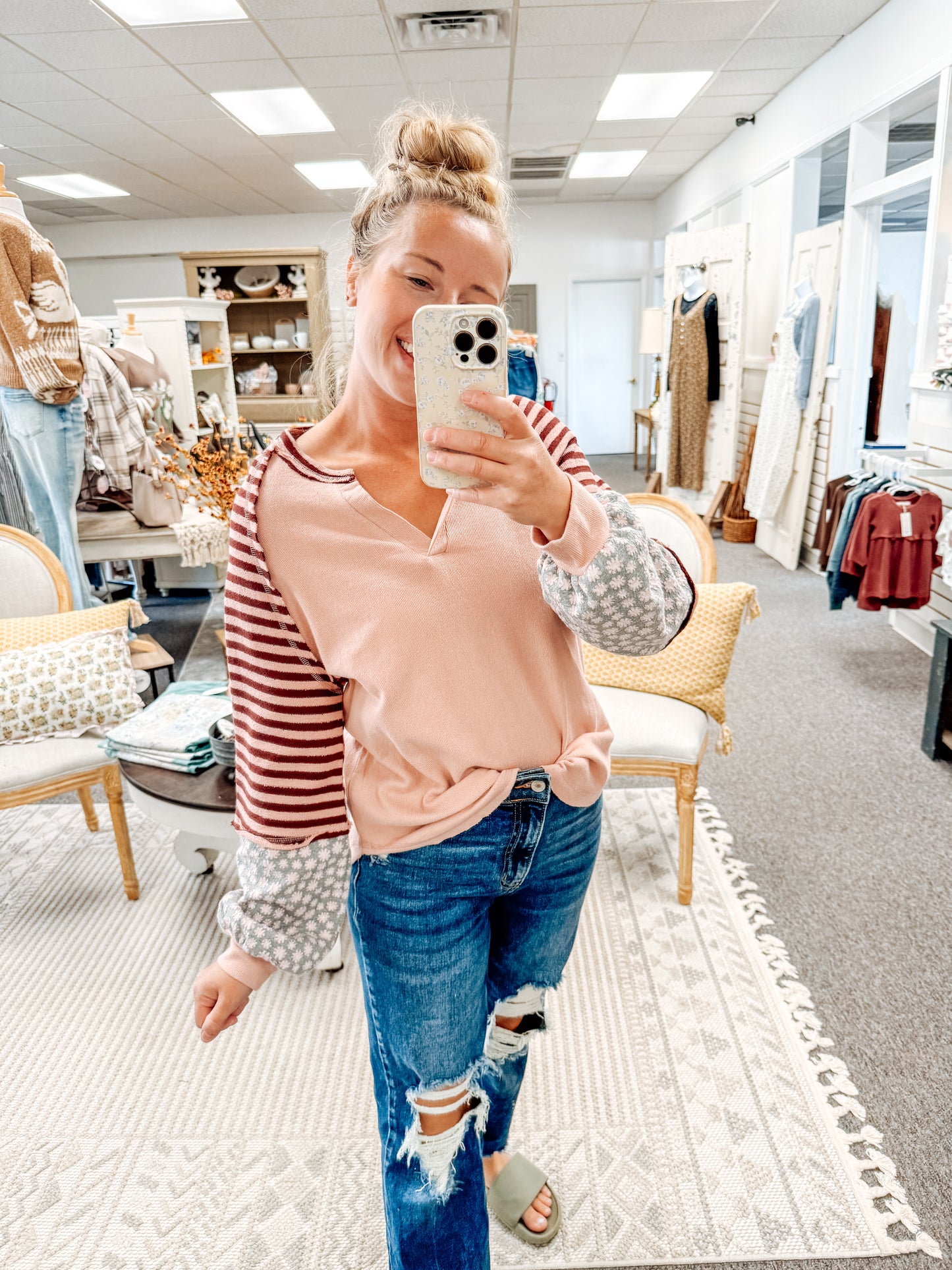 Falling for Mixed Prints-Blush