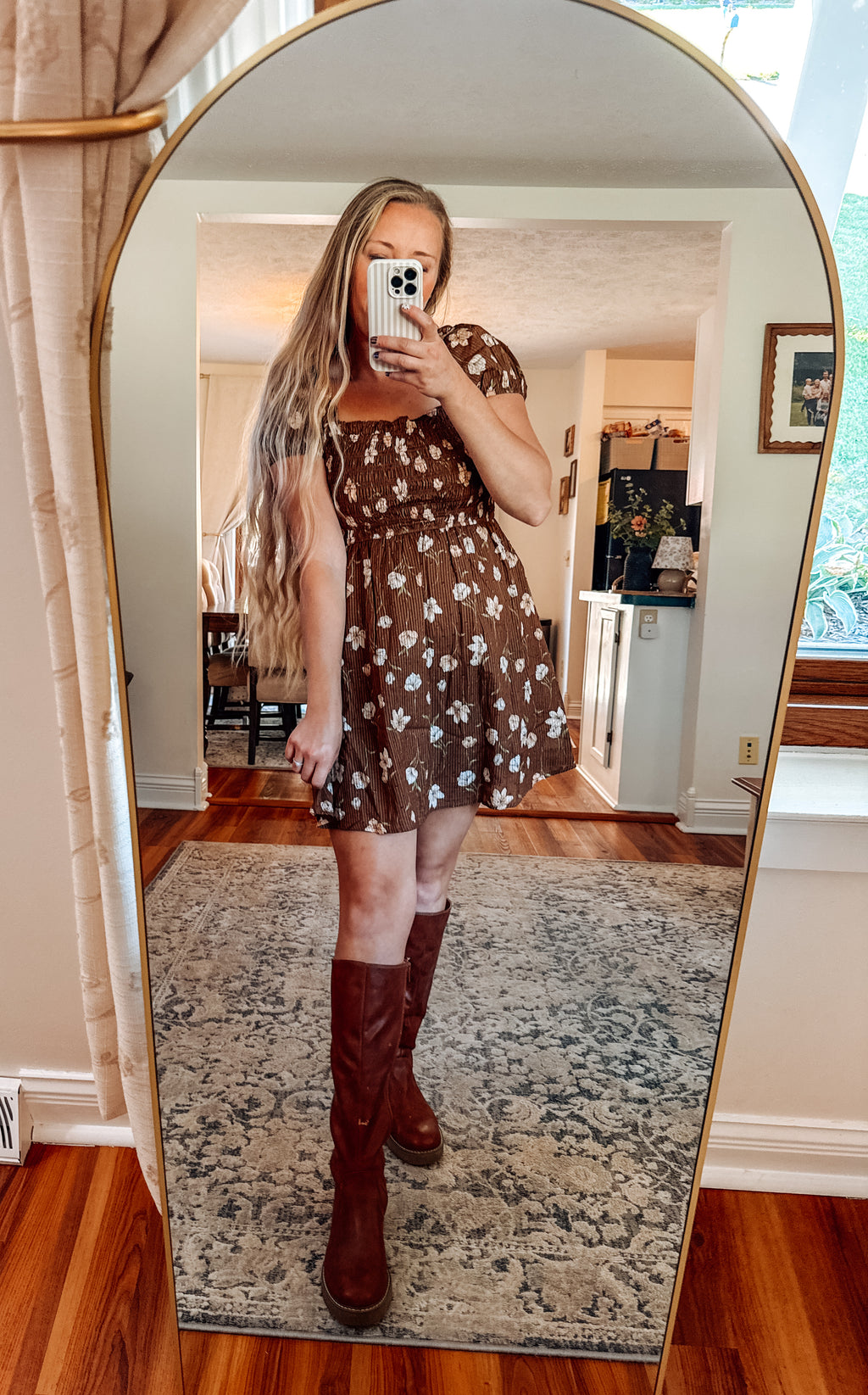 The Rosie Bloom Short Sleeve Dress-Brown