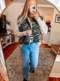 Washed Camo Button Denim Vest (S-XL)