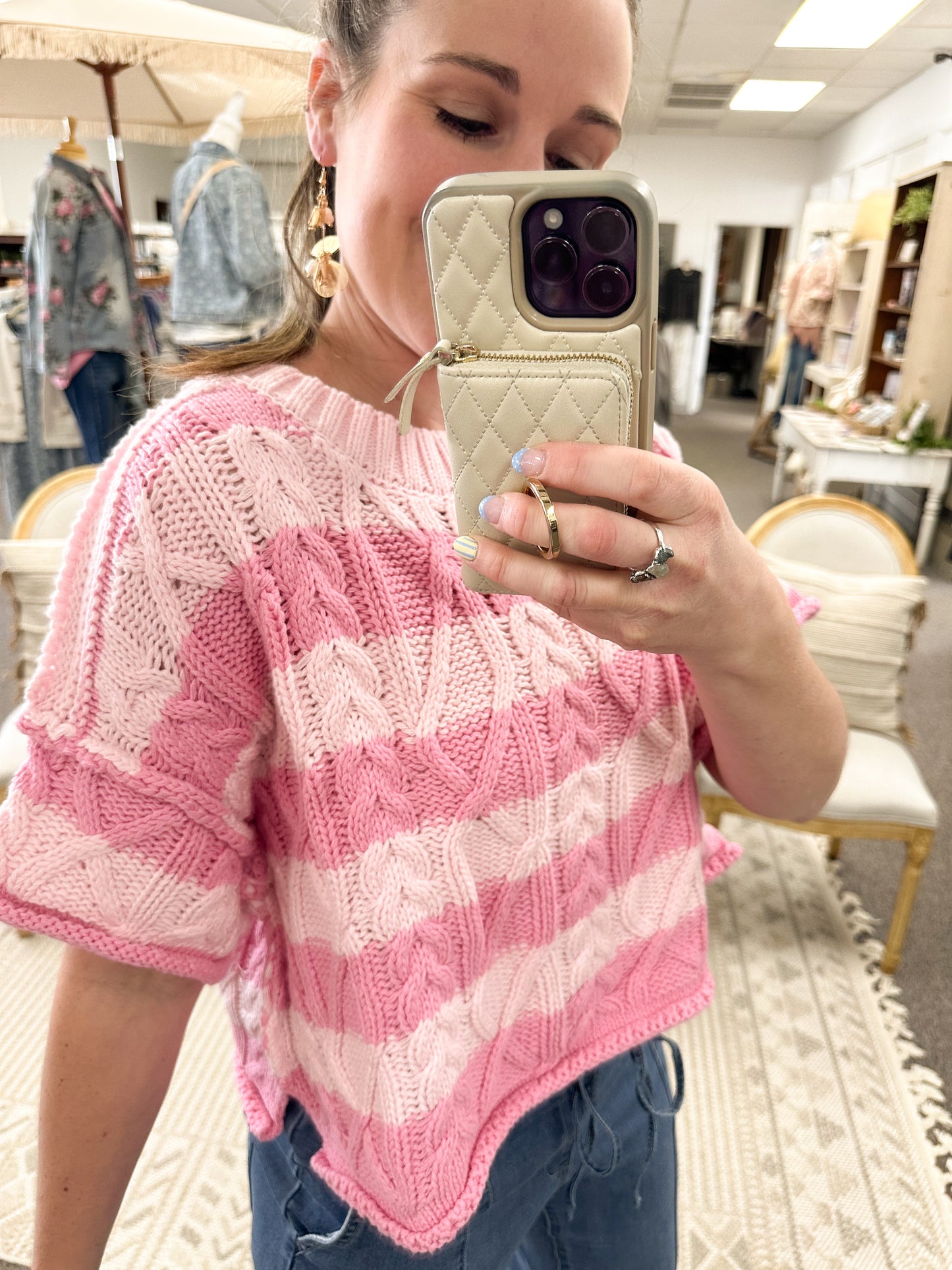 Blush Berry Cable Knit Top