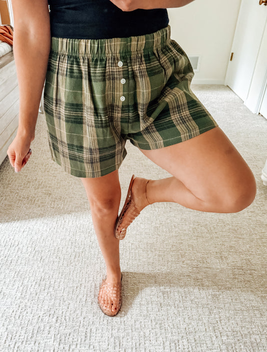 The Fall Lounging Shorts-Olive