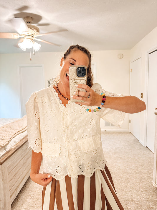Moonlit Meadow Scalloped Blouse (S-XL)