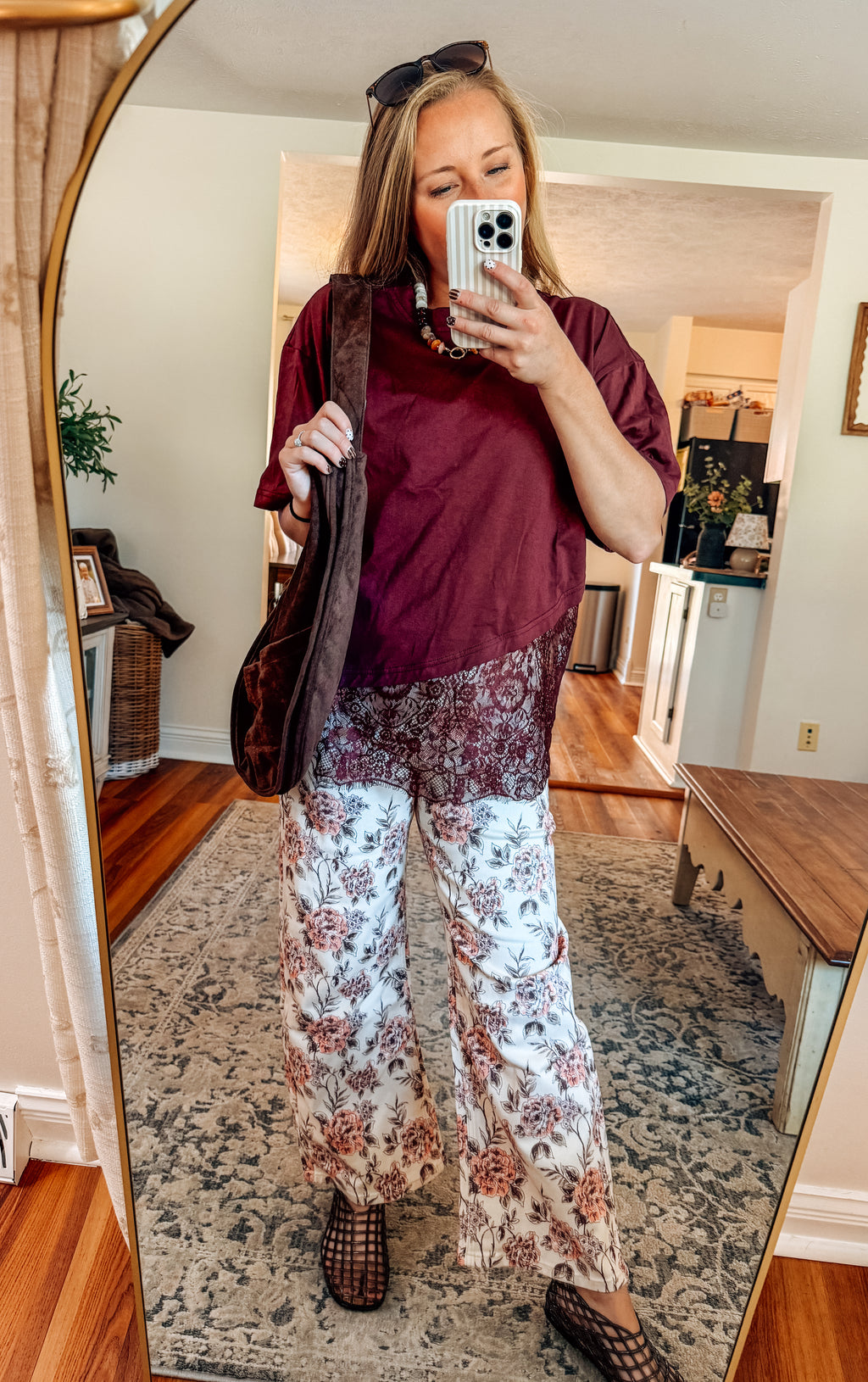 Vintage Blooms Floral Wide Leg Jeans
